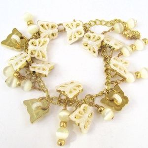 Butterfly Button Charm Bracelet Handmade